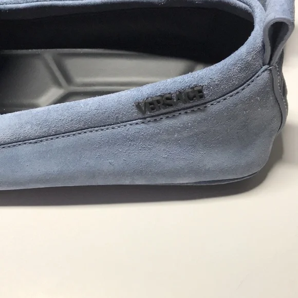 New Authentic Versace Villa Suede Driver Shoes – Blue (Size 47)